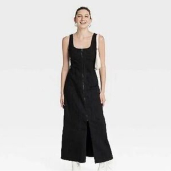 Universal Thread Black Denim Zip Up Dress - Picture 1 of 6